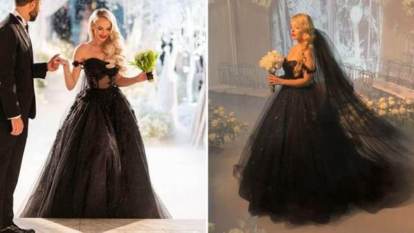 Noiva surpreende convidados ao se casar com vestido preto: 'Romper paradigmas'

