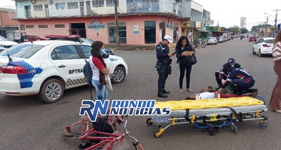 Ciclista fica ferida após ser atropelada por caminhão na Avenida Calama, na capital