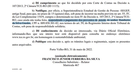 TCE nega recurso e determina retirada de pensão vitalícia de ex-governador 