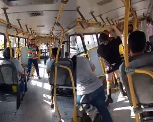 Jovem ‘endemoniada’ agride pastor dentro de ônibus enquanto ele fazia uma pregação; assista