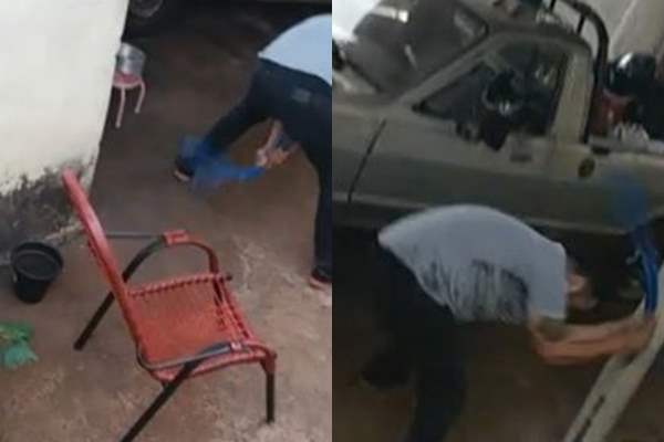 Pastor evangélico é flagrado espancado cachorro com mangueira; cenas fortes
