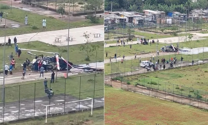 Helicóptero cai na zona sul e faz pelo menos duas vítimas feridas
