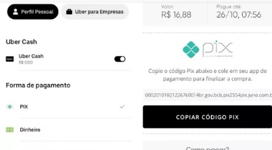 Uber passa a aceitar pagamento via PIX para viagens em todo o Brasil
