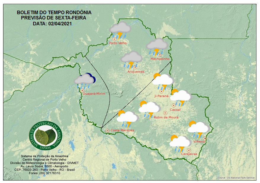Confira a previsão do tempo para sexta-feira, 02 em Rondônia 