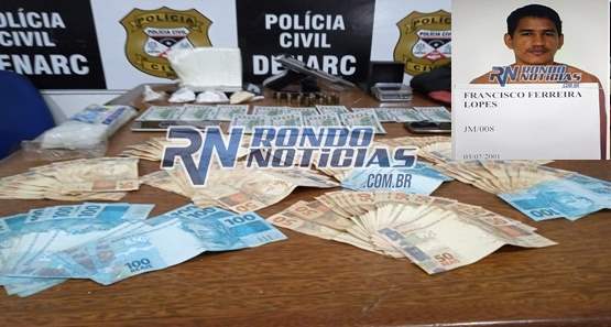 DENARC prende antigo traficante com um quilo de cocaína, dolar e munição