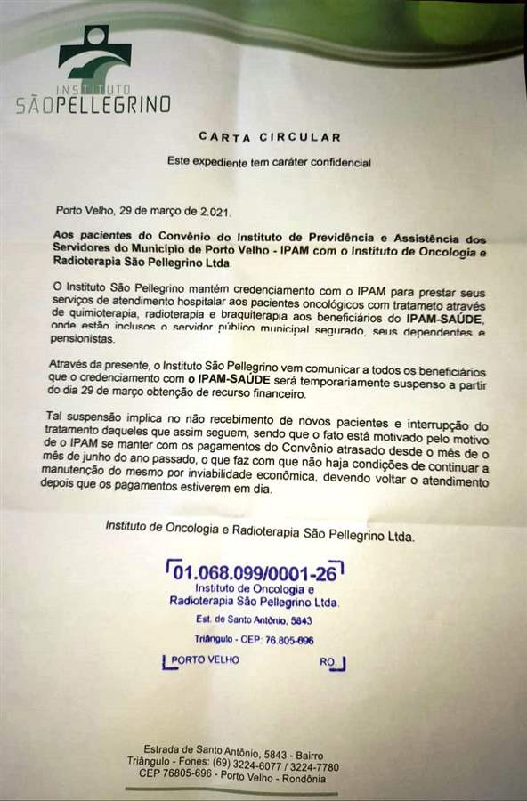 IPAM não paga São Peregrino e atendimento é suspenso na capital